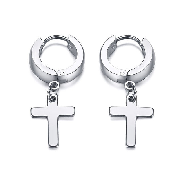 Brincos com Cruz Pendente em Aço - REF1169 - PIME.pt