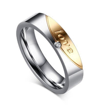 Carregar imagem no visualizador da galeria, Aliança Love com Pedra (5mm) ou Forever (6mm) em Aço para Casamento, Namoro ou Compromisso - REF00018 - PIME.pt