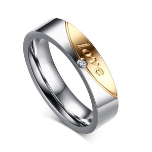 Aliança Love com Pedra (5mm) ou Forever (6mm) em Aço para Casamento, Namoro ou Compromisso - REF00018 - PIME.pt