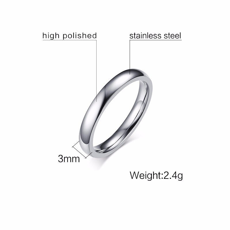 Aliança Prateada (3mm) em Aço para Casamento, Namoro ou Compromisso - REF1012