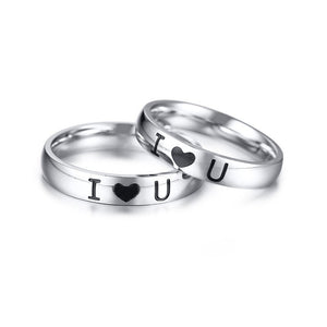 Aliança Prateada com Coração I Love You (4mm) em Aço - Alianças de Namoro ou Compromisso (para Namorados) - REF1609 - PIME.pt