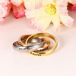 Três Anéis Unidos LOVE FAITH HOPE em Aço - REF1156 - PIME.pt