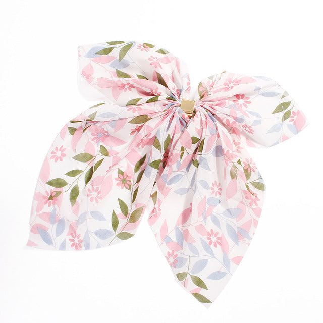 Elástico para Cabelo com Laço Suave - Padrão Flores e Folhas - REF1372 - PIME.pt