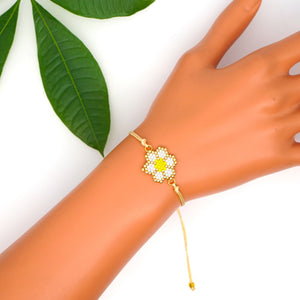 Pulseira Ajustável com Flor - REF1529 - PIME.pt