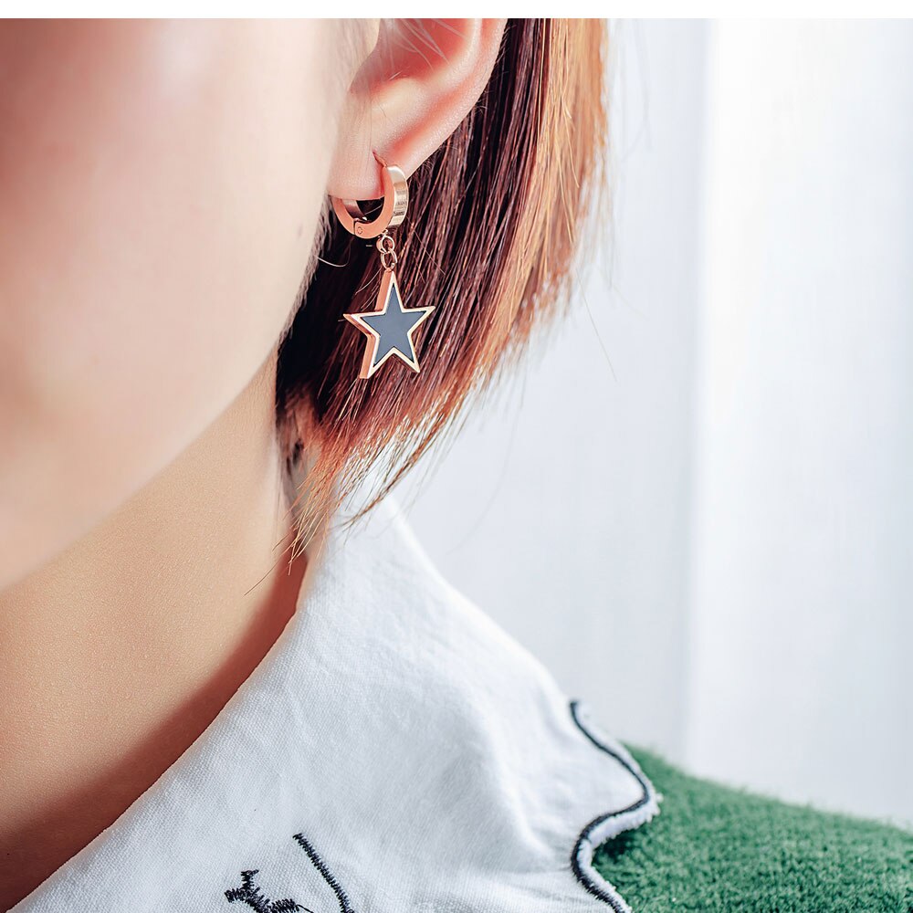 Brincos com Estrela Pendente em Aço - REF1167 - PIME.pt