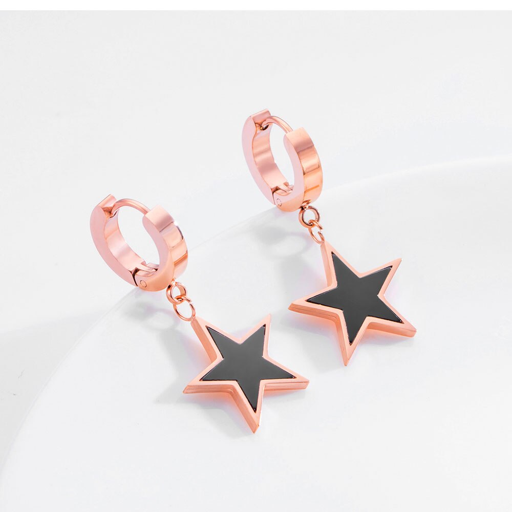 Brincos com Estrela Pendente em Aço - REF1167 - PIME.pt