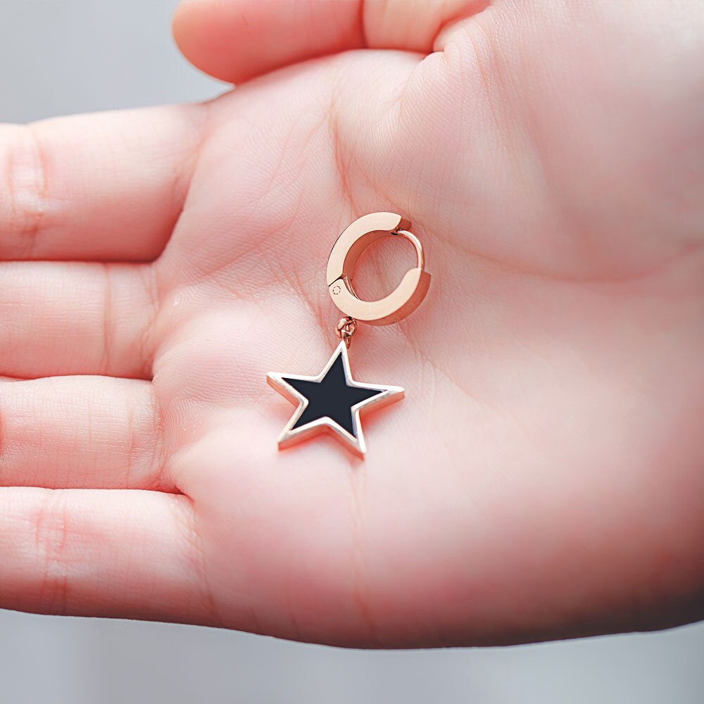 Brincos com Estrela Pendente em Aço - REF1167 - PIME.pt