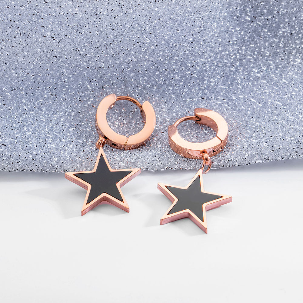 Brincos com Estrela Pendente em Aço - REF1167 - PIME.pt
