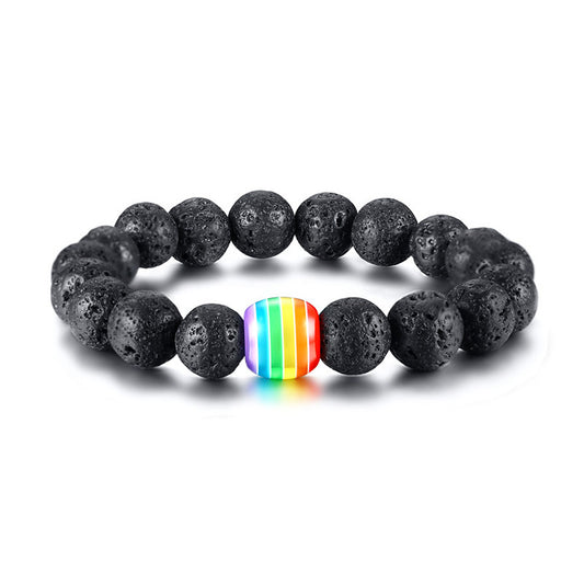Pulseira Pedras Lava Vulcânica - Love is Love - REF1348 - PIME.pt