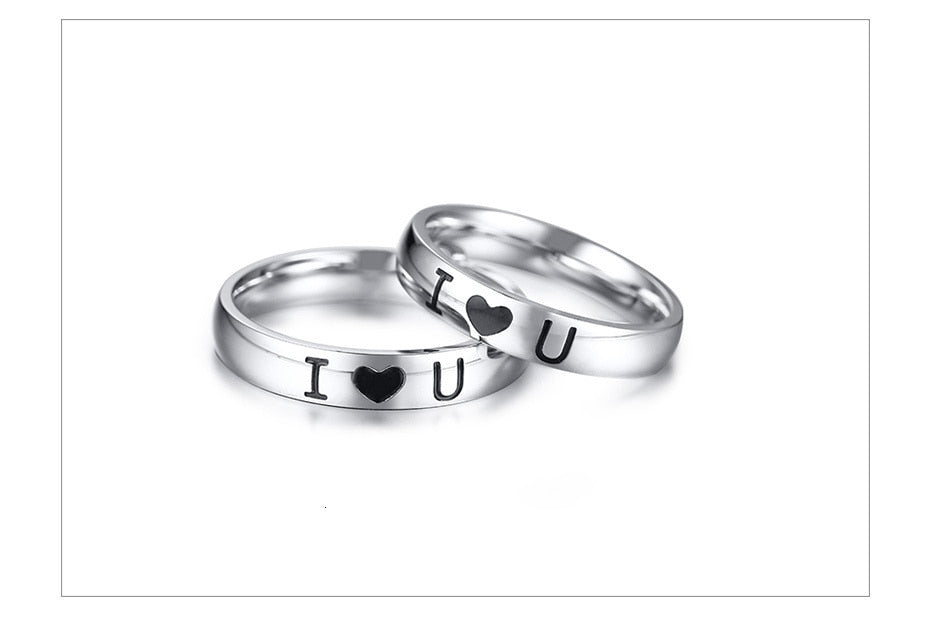 Aliança Prateada com Coração I Love You (4mm) em Aço - Alianças de Namoro ou Compromisso (para Namorados) - REF1609 - PIME.pt