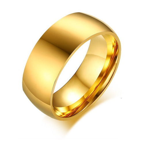 Aliança Tradicional Dourada Larga (8mm) em Aço para Casamento, Namoro ou Compromisso - REF1814000 - PIME.pt