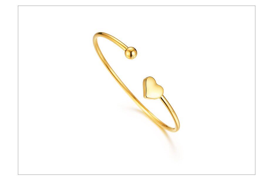Pulseira Aberta com Coração e Esfera em Aço - REF1572 - PIME.pt