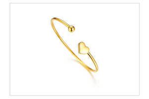 Pulseira Aberta com Coração e Esfera em Aço - REF1572 - PIME.pt