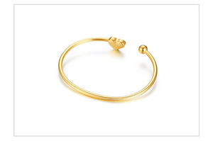 Pulseira Aberta com Coração e Esfera em Aço - REF1572 - PIME.pt
