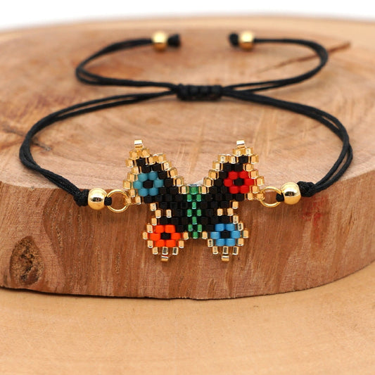 Pulseira Ajustável Borboleta com Missangas - REF1514 - PIME.pt
