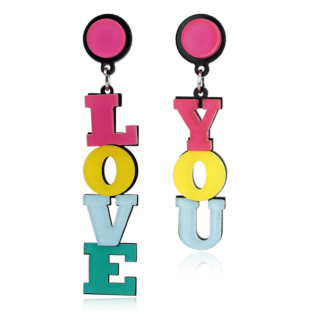 Brincos Love You - Letras Coloridas - REF1356 - PIME.pt