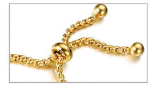 Carregar imagem no visualizador da galeria, Pulseira Ajustável Dourada com Cruz e Pedra Vermelha - em Aço - REF1573 - PIME.pt