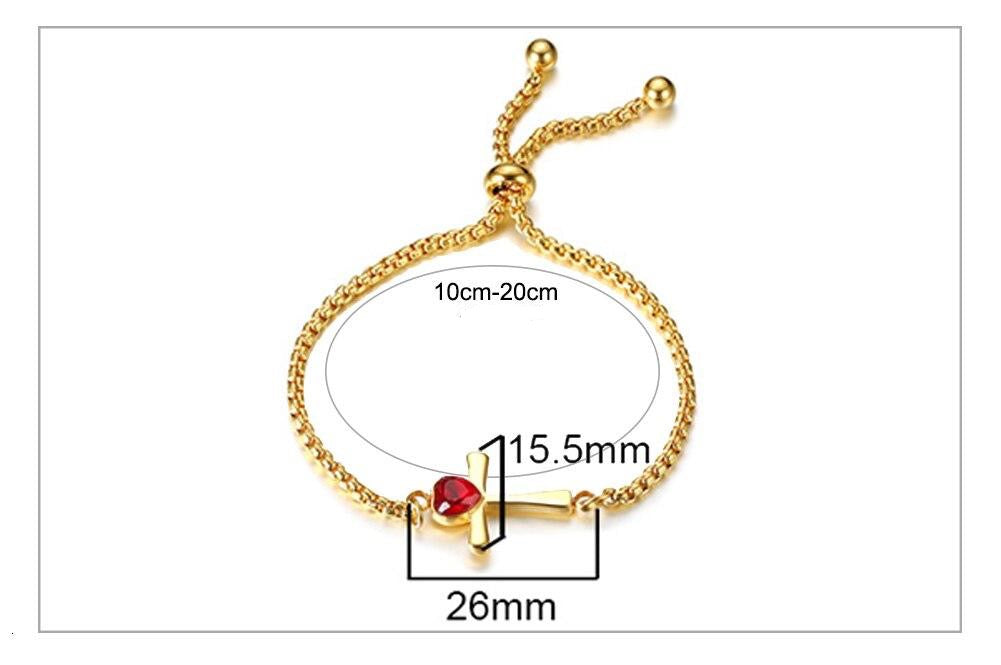 Pulseira Ajustável Dourada com Cruz e Pedra Vermelha - em Aço - REF1573 - PIME.pt