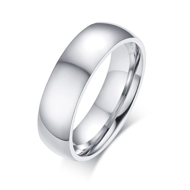 Aliança Prateada Simples e Pedra Solitária 5mm e 6mm em Aço - REF1832 - PIME.pt