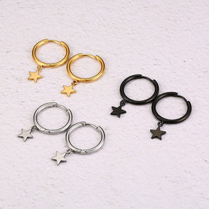 Brincos com Pequena Estrela Pendente em Aço - REF1170 - PIME.pt