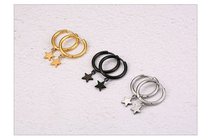 Brincos com Pequena Estrela Pendente em Aço - REF1170 - PIME.pt