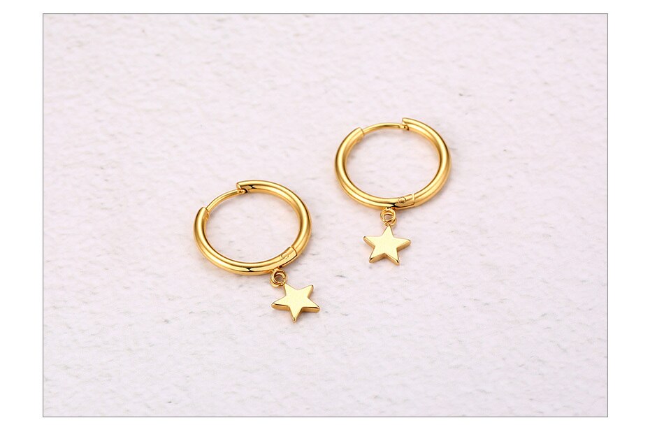 Brincos com Pequena Estrela Pendente em Aço - REF1170 - PIME.pt