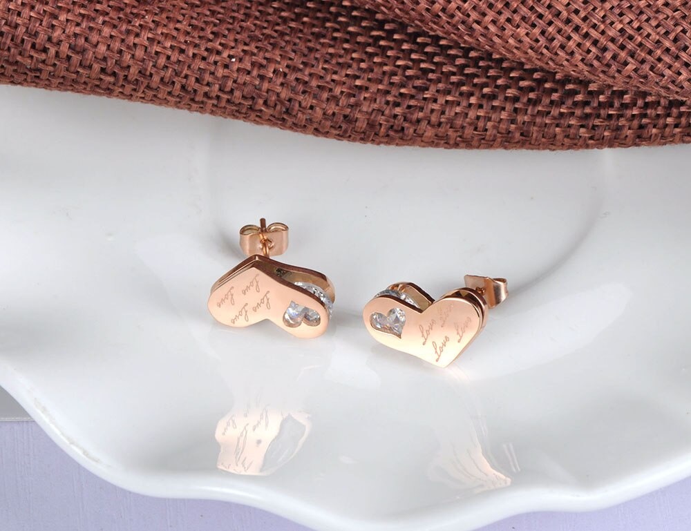 Brincos Coração com Cristal em Aço - REF1565 - PIME.pt