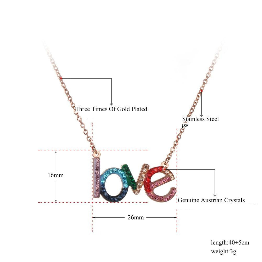 Colar Love Colorido (Cores do Arco-Íris) em Aço - REF1568 - PIME.pt