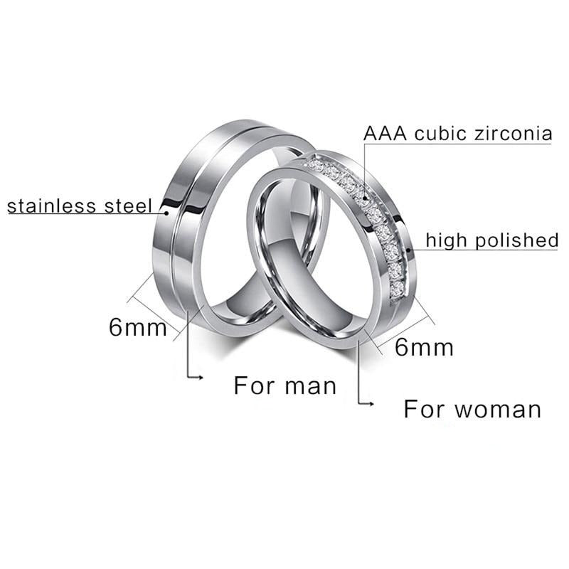 Aliança Prateada Brilhante com Filete Central ou Pedras Brilhantes 6mm em Aço para Casamento, Namoro ou Compromisso - REF00083 - PIME.pt