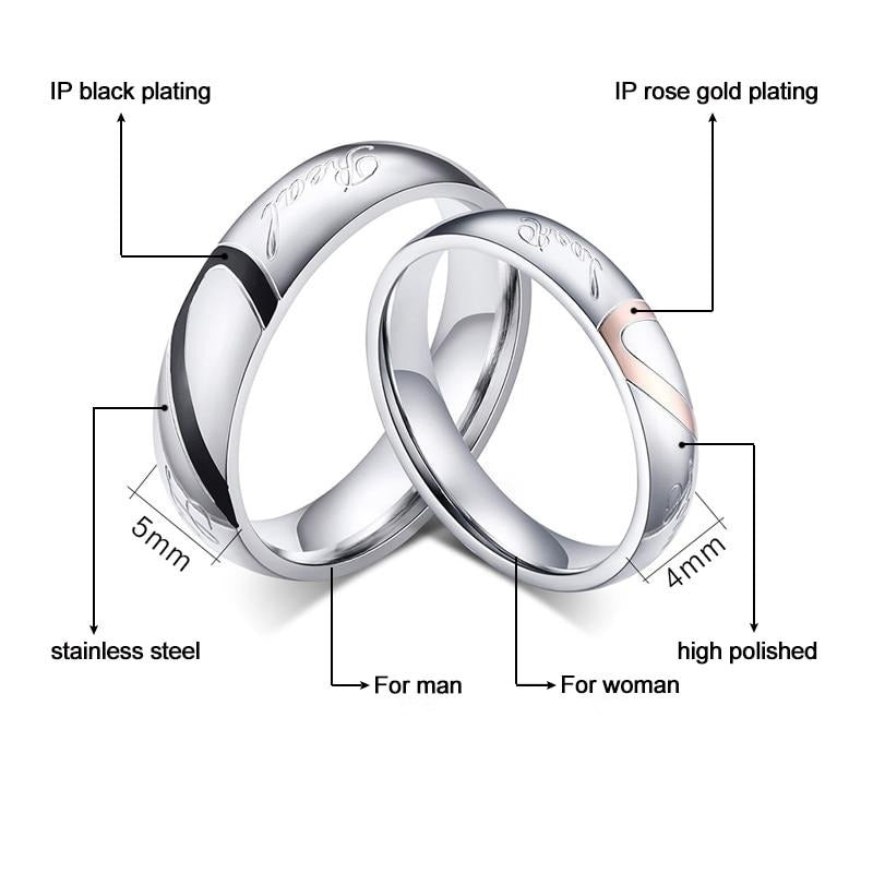 Aliança Coração Unido Real Love -  4mm e 5mm em Aço - Alianças de Namoro ou Compromisso (para Namorados) - REF00076 - PIME.pt