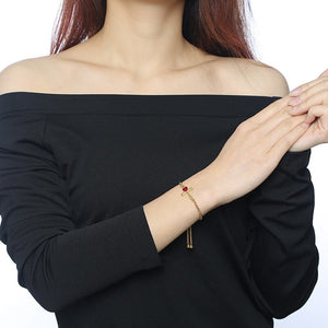 Pulseira Ajustável Dourada com Cruz e Pedra Vermelha - em Aço - REF1573 - PIME.pt