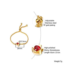 Pulseira Ajustável Dourada com Cruz e Pedra Vermelha - em Aço - REF1573 - PIME.pt