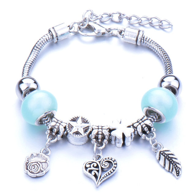 Pulseiras com Contas - Coração, Trevo, Estrela, Folha e Flor - REF1422 - PIME.pt
