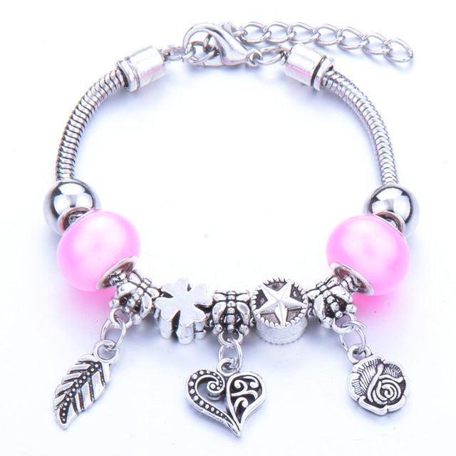 Pulseiras com Contas - Coração, Trevo, Estrela, Folha e Flor - REF1422 - PIME.pt
