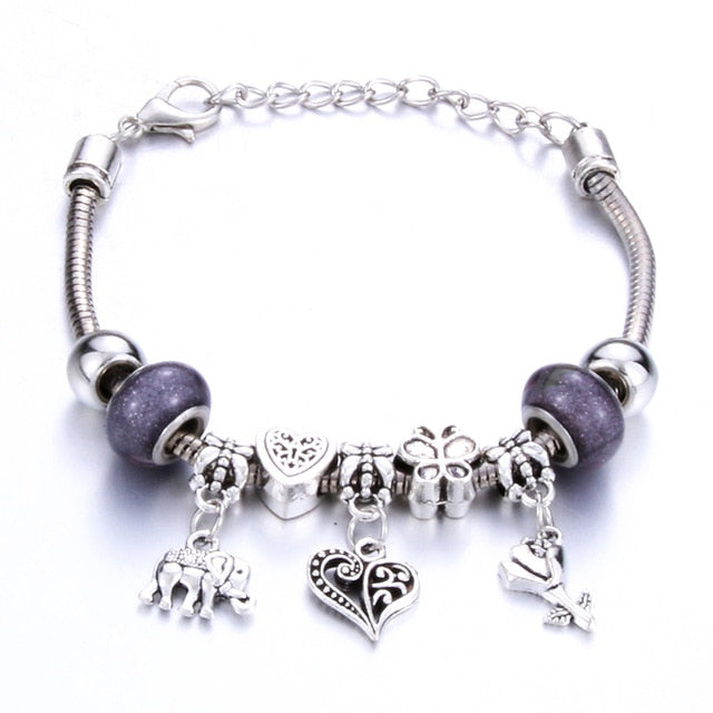 Pulseiras com Contas - Coração, Trevo, Estrela, Folha e Flor - REF1422 - PIME.pt