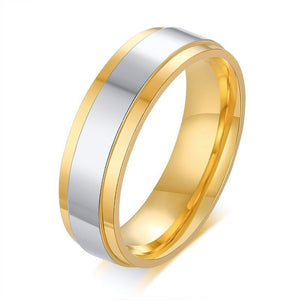 Aliança Dourada com Centro Prateado - 4mm e 6mm - em Aço para Casamento, Namoro ou Compromisso - REF0002321 - PIME.pt