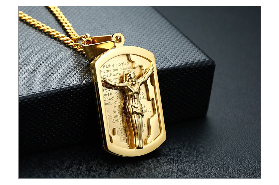 Colar Medalha Pai Nosso com Jesus Cristo em Aço - REF1602 - PIME.pt