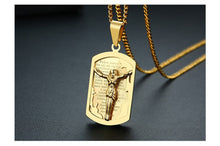 Carregar imagem no visualizador da galeria, Colar Medalha Pai Nosso com Jesus Cristo em Aço - REF1602 - PIME.pt