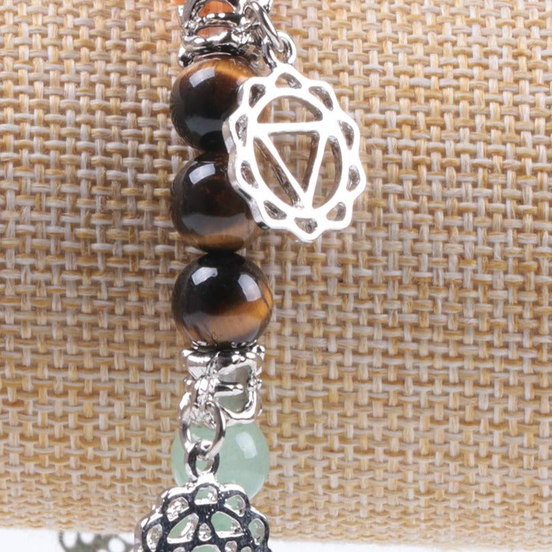 Pulseira 7 Chakras com Pedras Naturais e Pendentes - REF09901