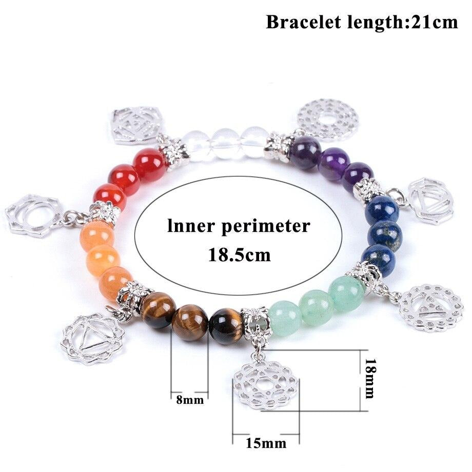 Pulseira 7 Chakras com Pedras Naturais e Pendentes - REF09901