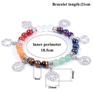 Pulseira 7 Chakras com Pedras Naturais e Pendentes - REF09901