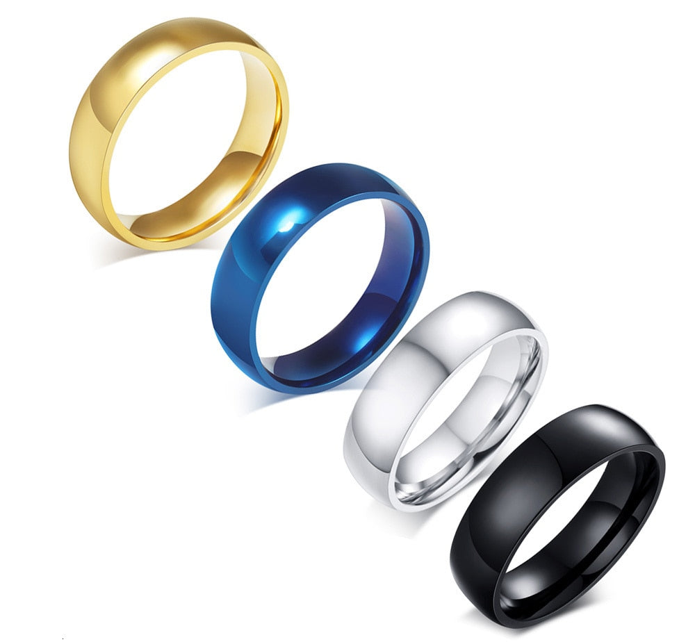 Aliança Tradicional Preta Larga (6mm) em Aço para Casamento, Namoro ou Compromisso - REF101844 - PIME.pt