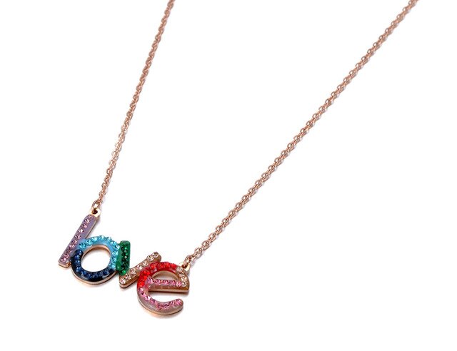 Colar Love Colorido (Cores do Arco-Íris) em Aço - REF1568 - PIME.pt