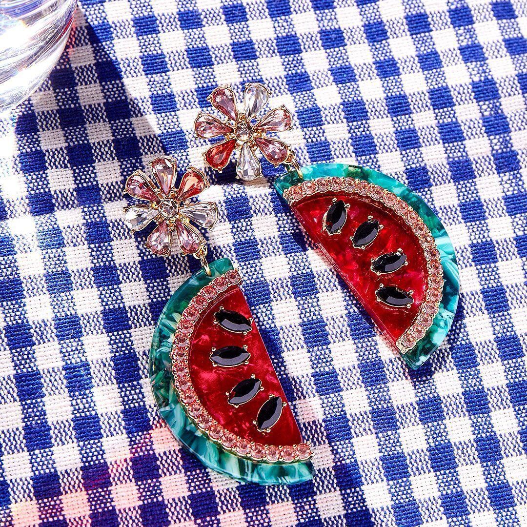 Brincos Melancia com Flor - REF1241 - PIME.pt