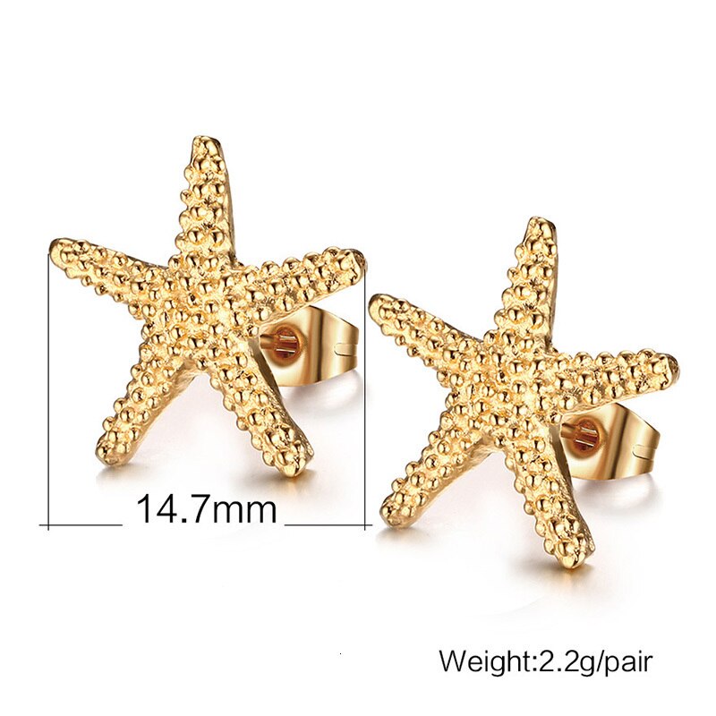 Brincos Estrela do Mar Dourada em Aço - REF1582 - PIME.pt