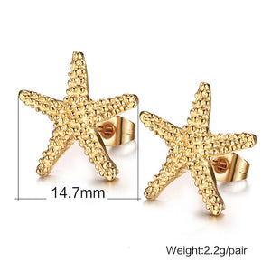 Brincos Estrela do Mar Dourada em Aço - REF1582 - PIME.pt