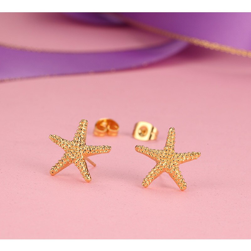 Brincos Estrela do Mar Dourada em Aço - REF1582 - PIME.pt