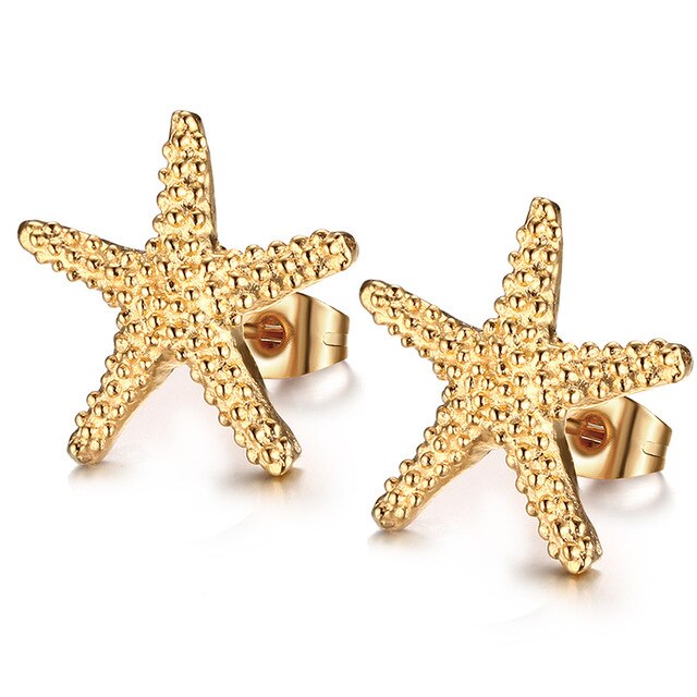 Brincos Estrela do Mar Dourada em Aço - REF1582 - PIME.pt