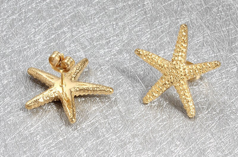 Brincos Estrela do Mar Dourada em Aço - REF1582 - PIME.pt