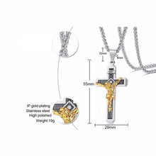 Carregar imagem no visualizador da galeria, Colar Jesus Cristo na Cruz em Aço - REF1547 - PIME.pt